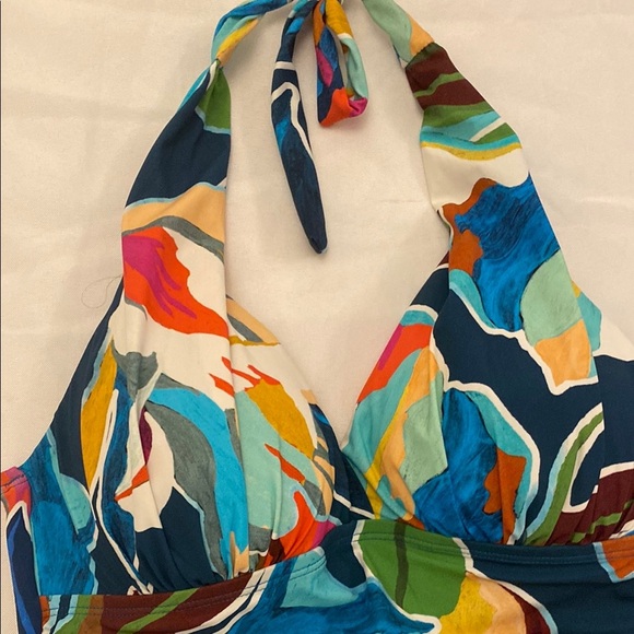 LA-BLANCA Women Swim Tankini
Hipster Floral Neck Top Size 4 - Picture 2 of 9